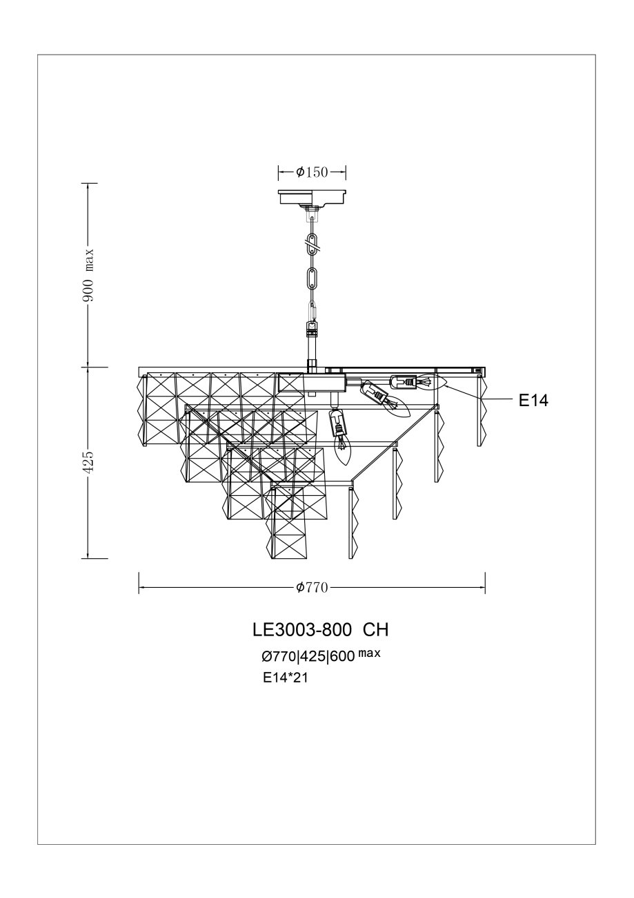 LE3003/800 CH Подвесная люстра LEON Cristal LE3003/800 CH