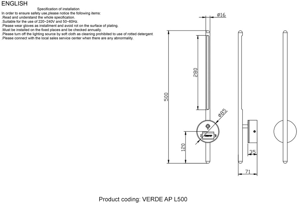 VERDE AP L500 GOLD Настенный светильник Crystal Lux Verde VERDE AP L500 GOLD
