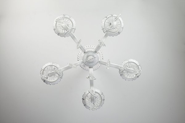 Потолочная люстра Eurosvet Эммануэль 10049/5 белый с серебром/прозрачный хрусталь Strotskis