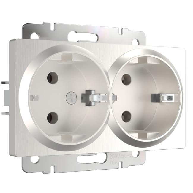 W1172013/ Розетка двойная с заземлением (перламутровый рифленый) Розетка Werkel W1172013/ Розетка двойная с заземлением (перламутровый рифленый)