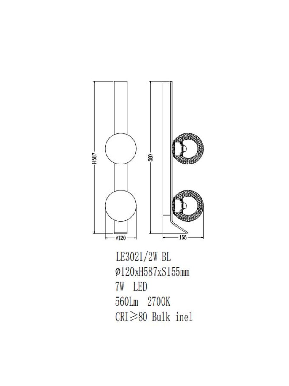 Настенное бра LEON Air LE3021/2W BL