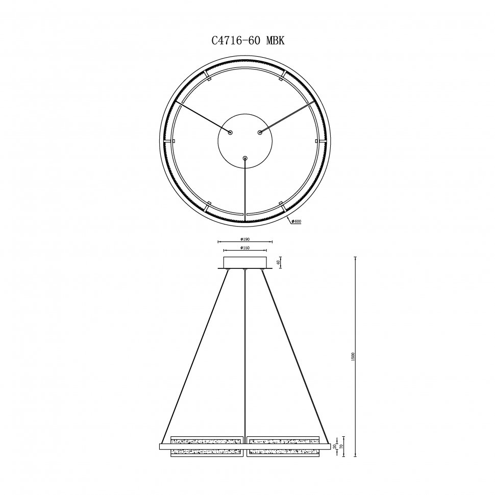 Подвесная люстра ILedex Scorpio C4716-60 MBK