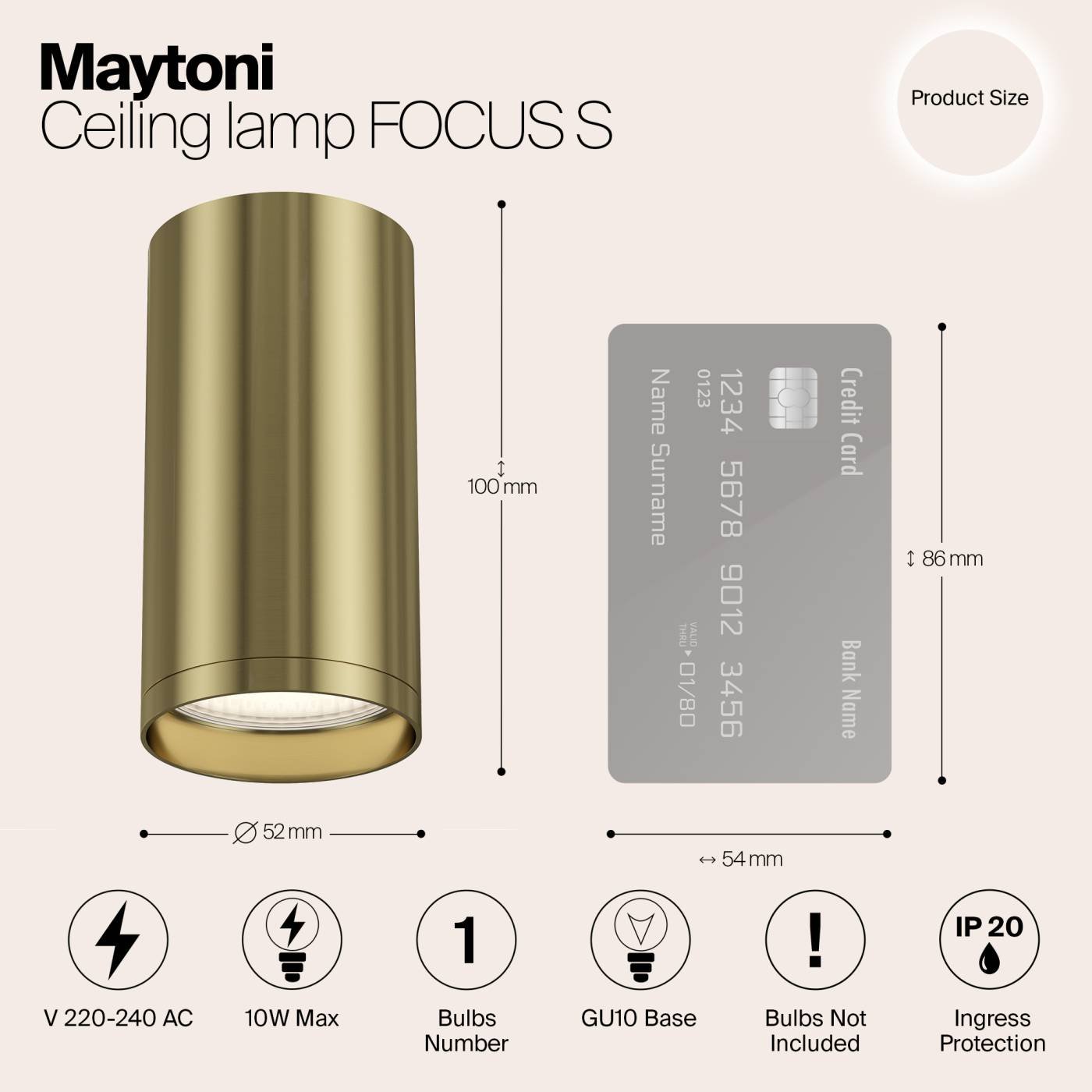 Накладной светильник Maytoni Focus S C052CL-01BS