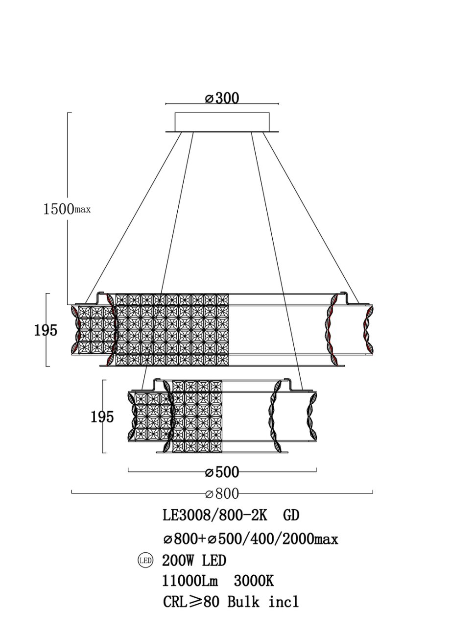 LE3008/800-2K GD Подвесная люстра LEON Aurelie LE3008/800-2K GD