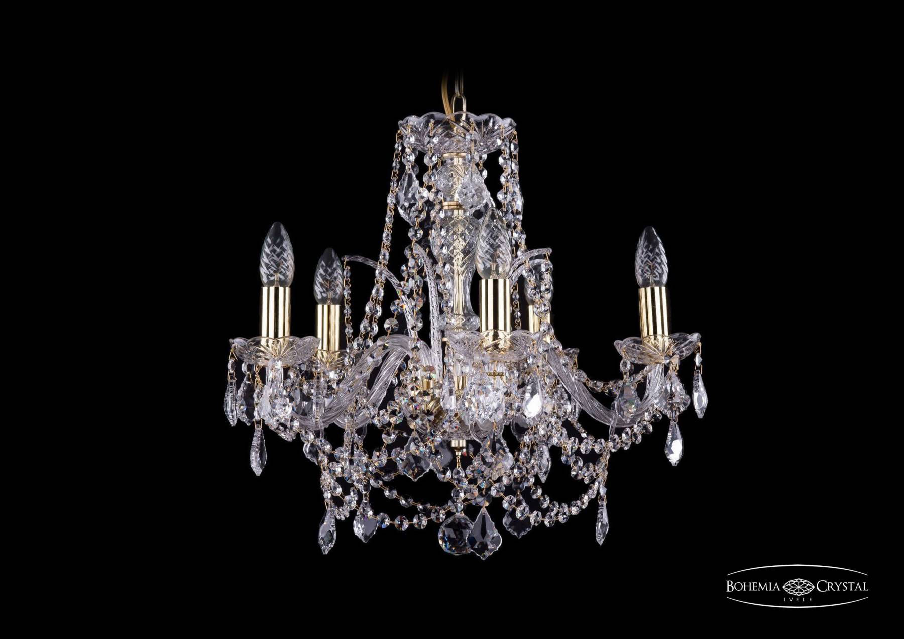 1411/5/160 G Leafs Подвесная хрустальная люстра 1411 Bohemia 1411/5/160 G Leafs