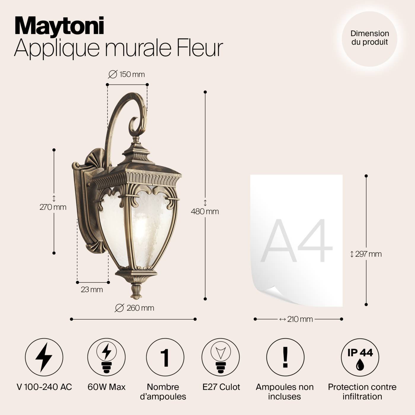 O414WL-01GB Уличный настенный светильник Maytoni Fleur O414WL-01GB