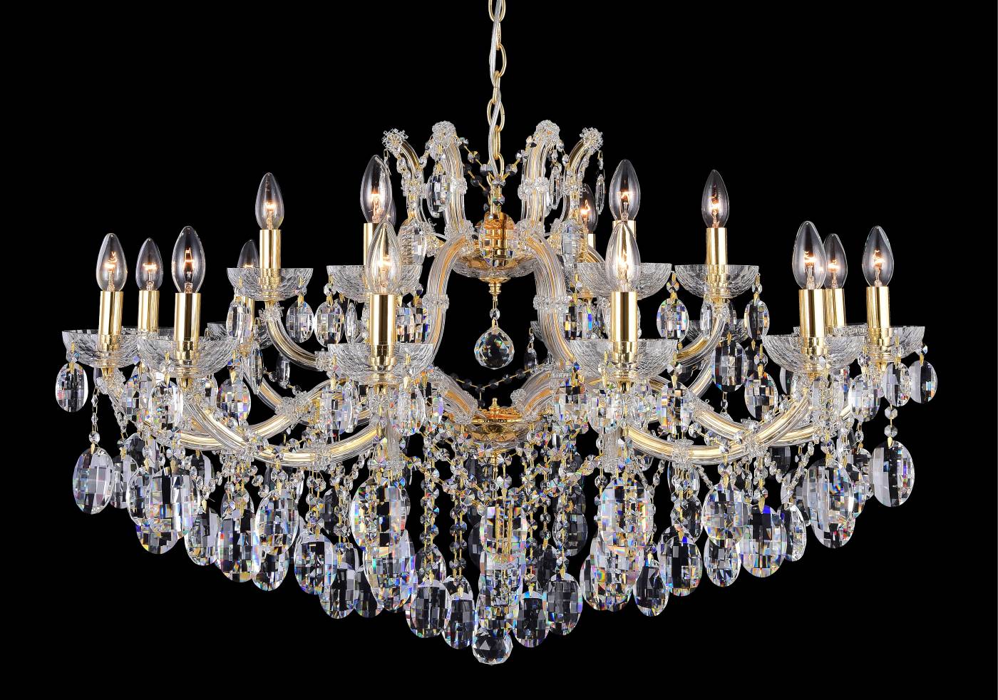 HOLLYWOOD SP12+6 GOLD Подвесная хрустальная люстра Hollywood Crystal Lux HOLLYWOOD SP12+6 GOLD