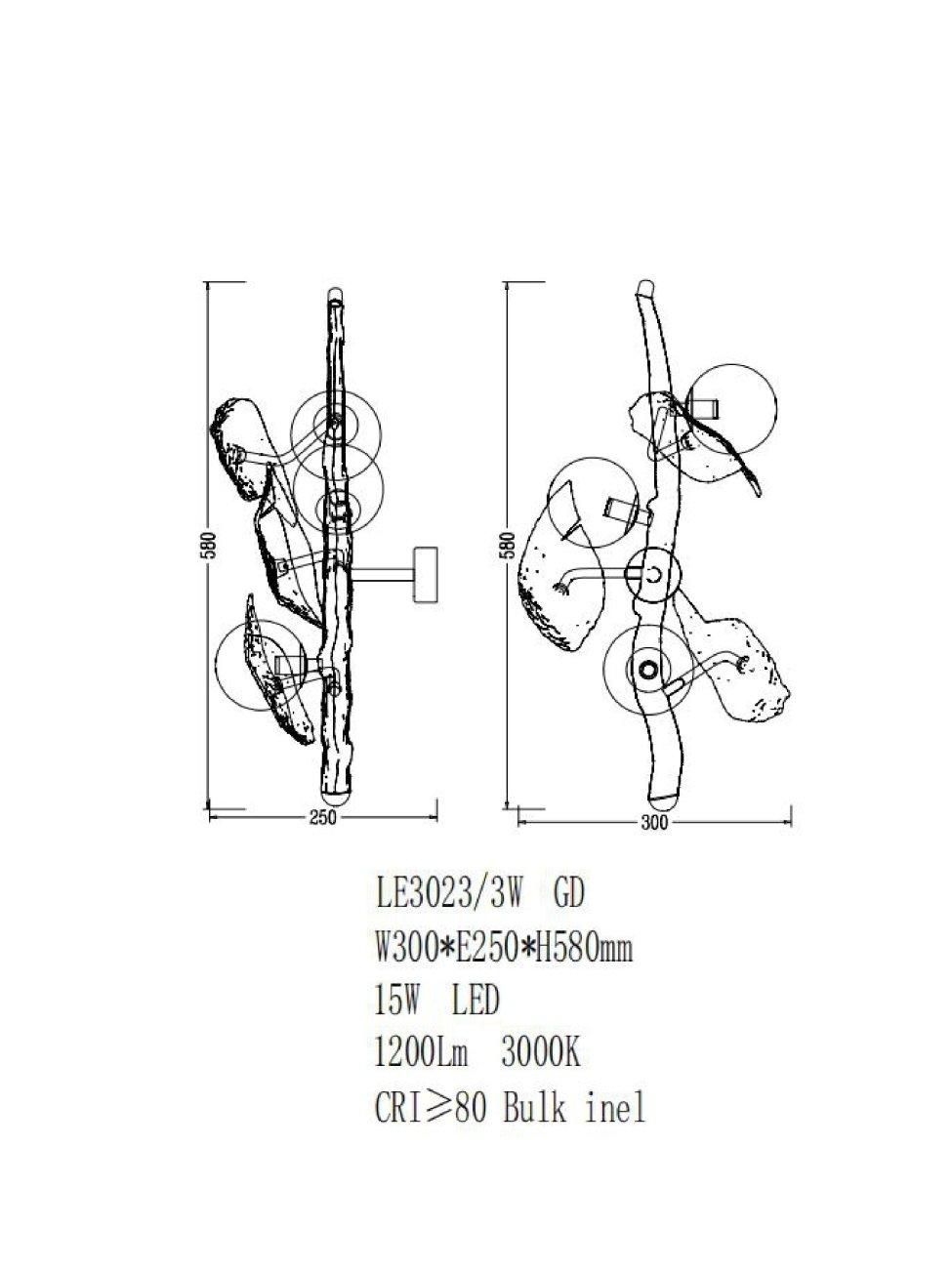 LE3023/3W GD Настенное бра LEON Emilie LE3023/3W GD