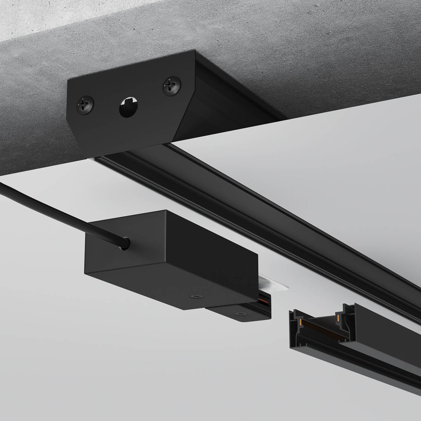 Алюминиевый профиль для монтажа в натяжной потолок однофазного шинопровода Elektrostandard 85234/00 Алюминиевый профиль для монтажа в натяжной потолок однофазного шинопровода черный (2м)