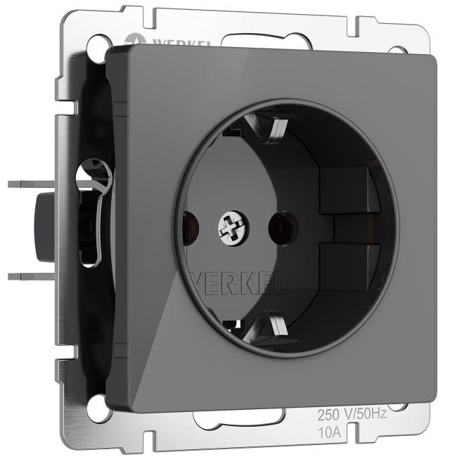W1171144/ Розетка с заземлением и шторками (графит акрил) Розетка Werkel W1171144/ Розетка с заземлением и шторками (графит акрил)