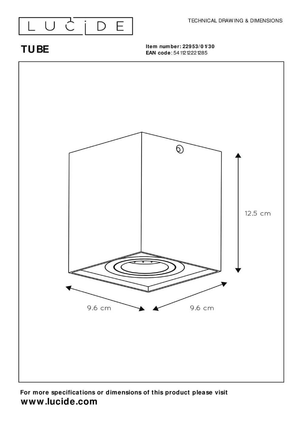 Накладной светильник Lucide Tube 22953/01/30