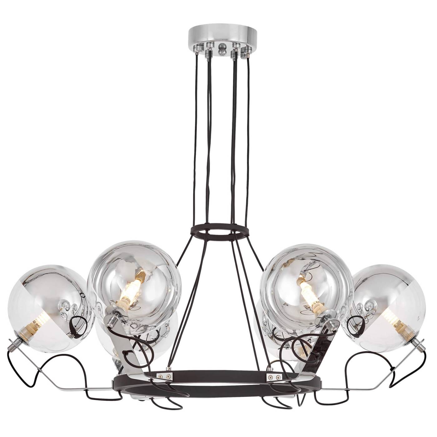 LDP 9110-6 BK+CHR Подвесная люстра Lumina Deco Marseo LDP 9110-6 BK+CHR