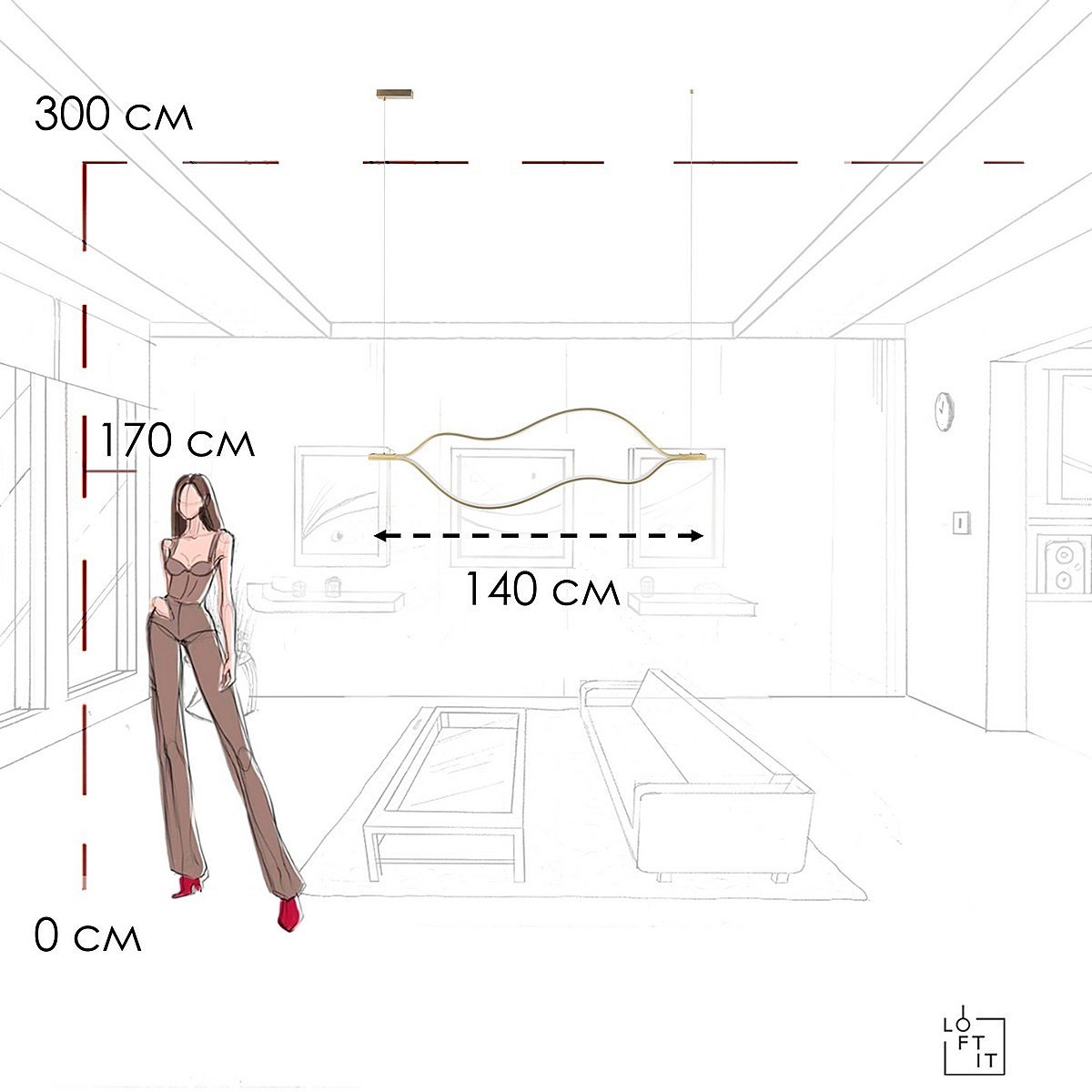 Подвесная люстра Loft It Tape Light 10403/1400 AB