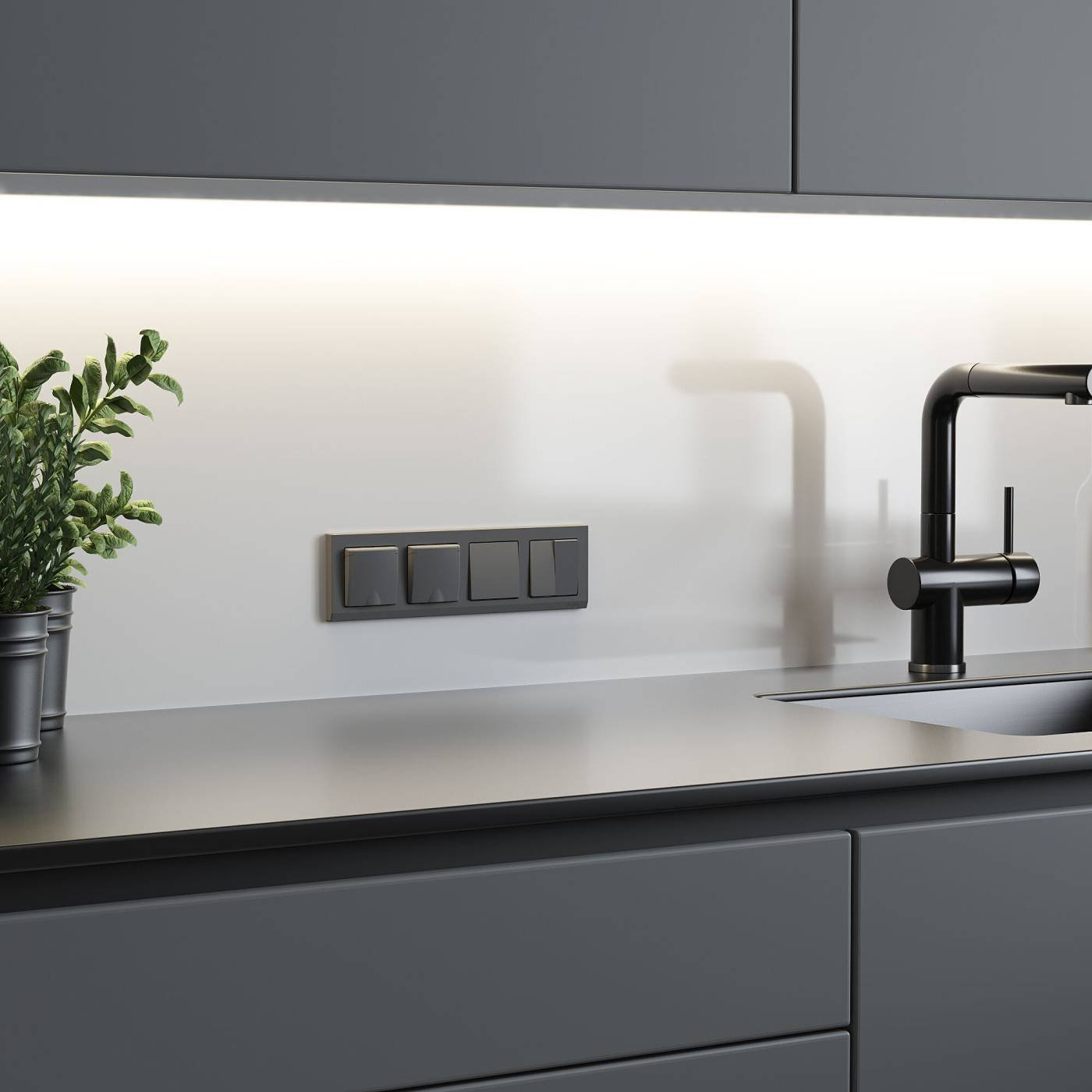 W1123064/ Перекрестный выключатель двухклавишный (графит матовый) Выключатель Werkel W1123064/ Перекрестный выключатель двухклавишный (графит матовый)