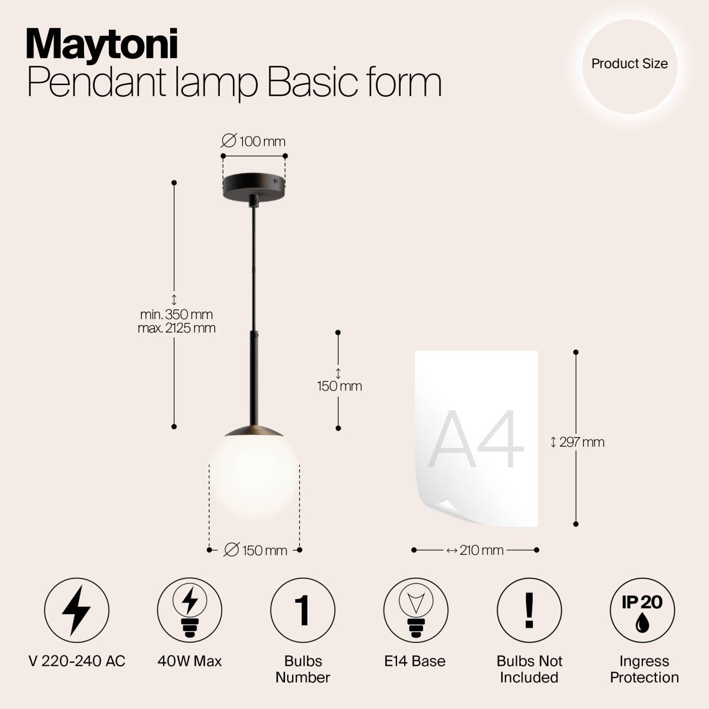 MOD321PL-01B Светильник подвесной Maytoni Basic form MOD321PL-01B