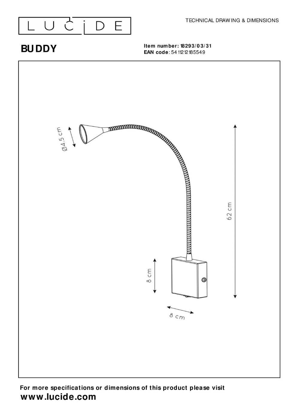 18293/03/31 Светильник спот Lucide Buddy 18293/03/31