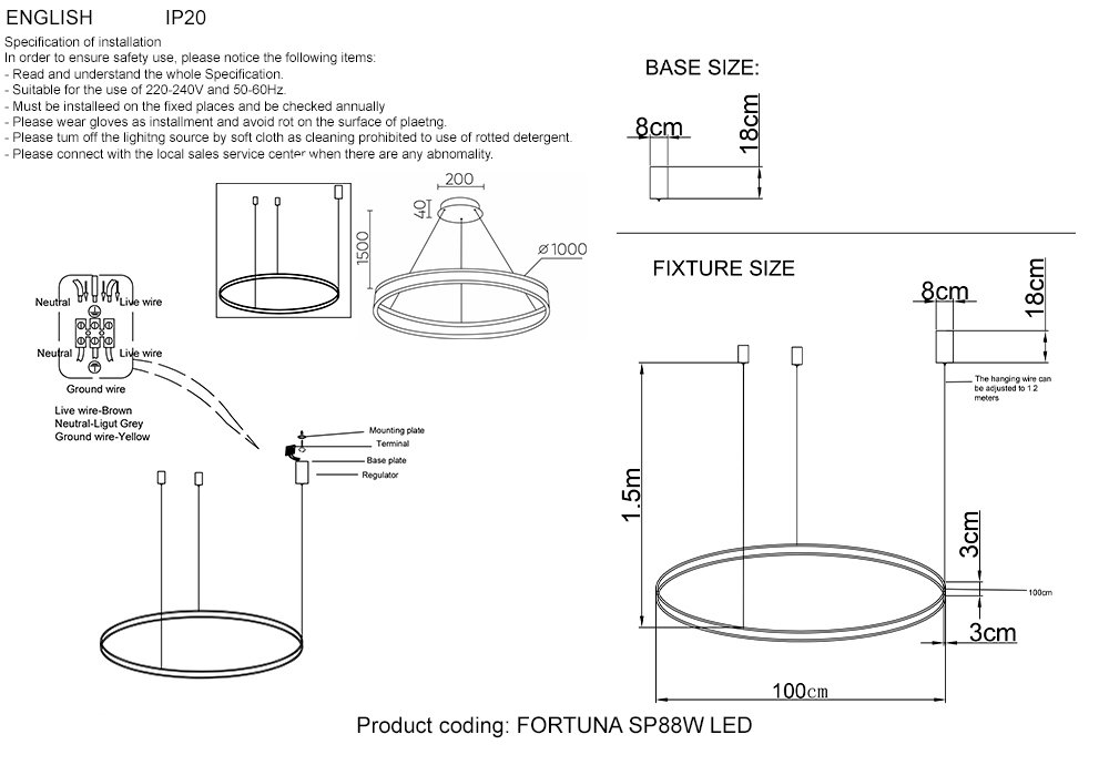 FORTUNA SP88W LED BLACK Подвесная люстра Crystal Lux Fortuna FORTUNA SP88W LED BLACK