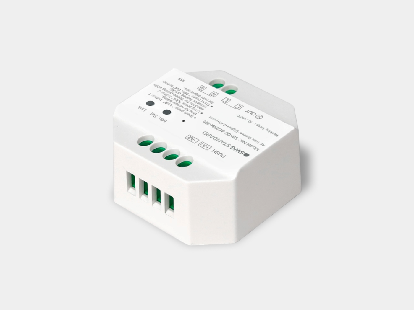 Универсальный диммер Quick control TRIAC 220В, Zigbee 3.0 + 2.4G + Push, SWG Standard 00-00038613