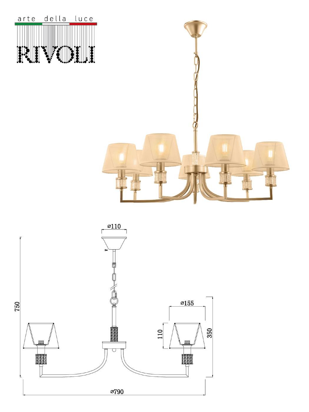 Подвесная люстра Rivoli Elinor 2083-307