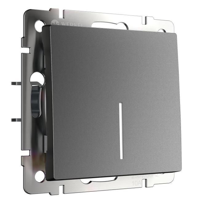 W1112164/ Выключатель одноклавишный проходной с подсветкой (графит матовый) Выключатель Werkel W1112164/ Выключатель одноклавишный проходной с подсветкой (графит матовый)