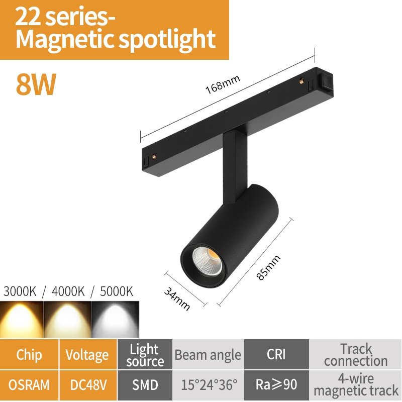 Трековый светильник iLEDEX TECHNICAL VISION48/22 4822-005-D34-8W-40DG-3000K-BK