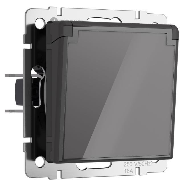 W1171244/ Розетка влагозащ. с зазем. с защит. крышкой и шторками (графит акрил) Розетка Werkel W1171244/ Розетка влагозащ. с зазем. с защит. крышкой и шторками (графит акрил)