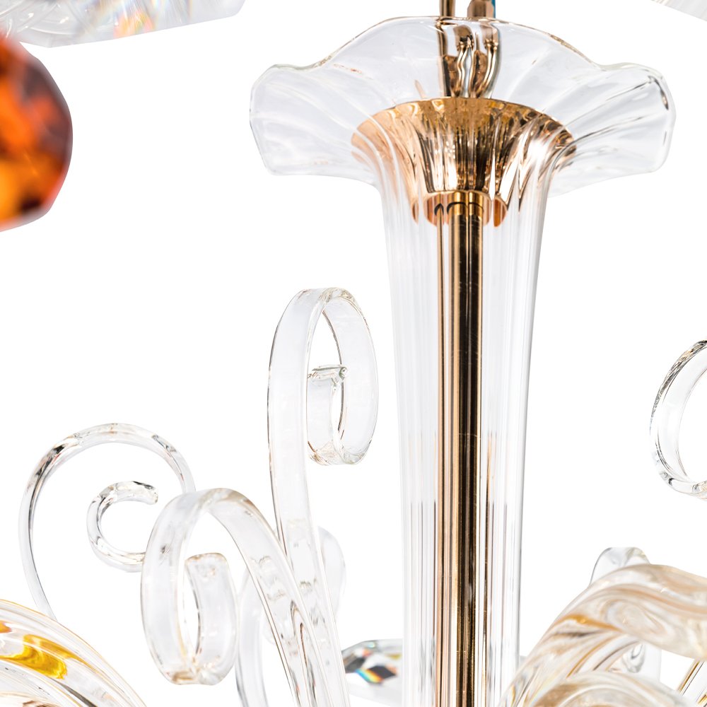 Подвесная люстра Crystal Lux CATARINA CATARINA SP6 V2 GOLD/TRANSPARENT-COGNAC