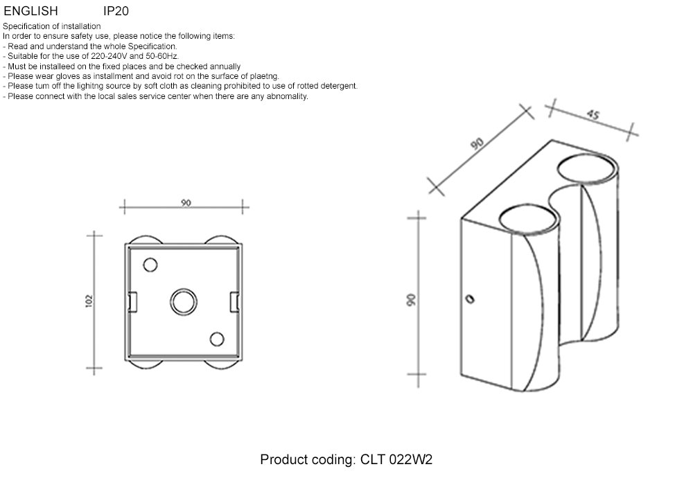 CLT 022W2 BL 4000K Уличный настенный светильник Crystal Lux Clt 022 CLT 022W2 BL 4000K