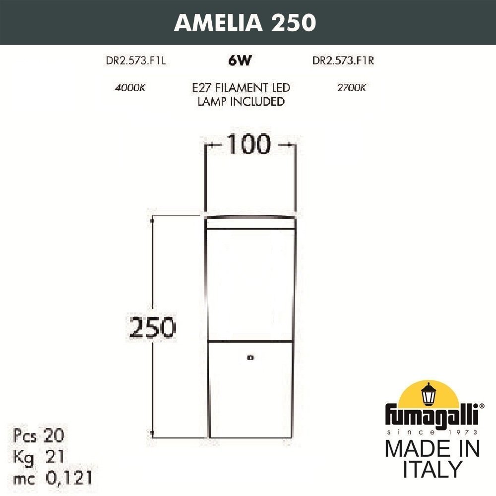 DR2.573.000.WYE27 Наземный фонарь Amelia Fumagalli DR2.573.000.WYE27