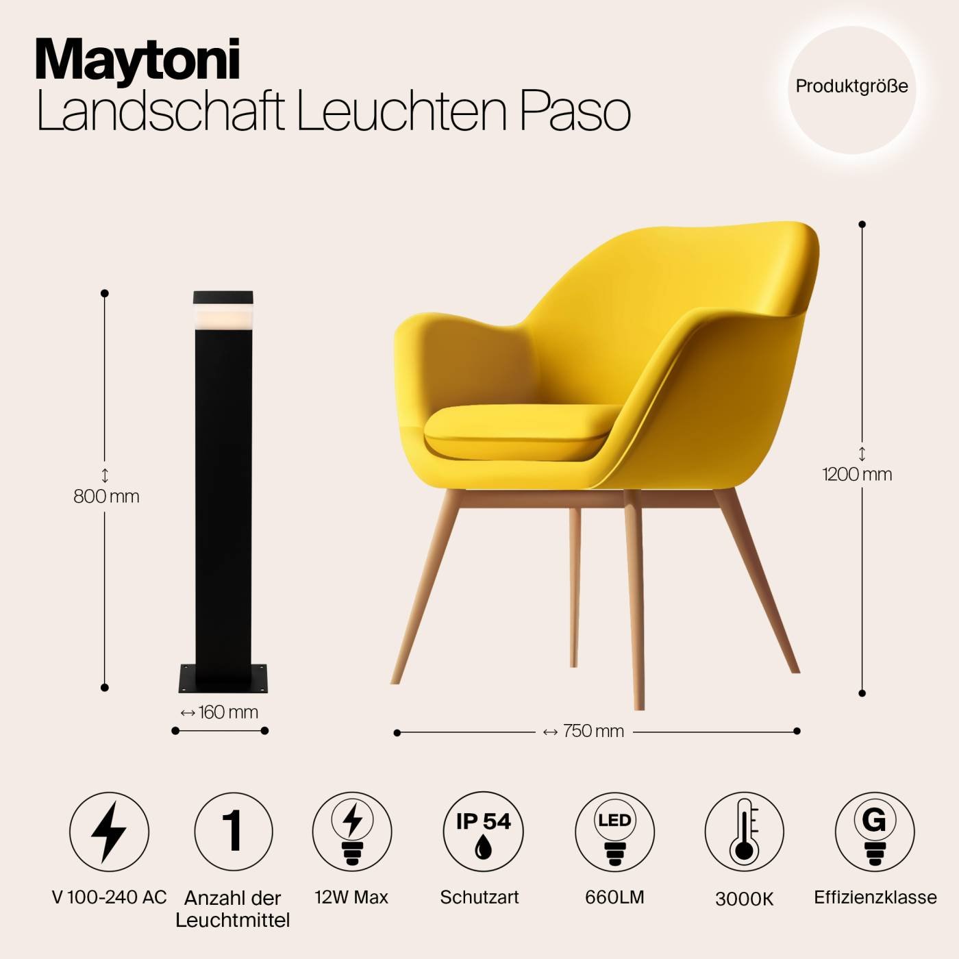 O595FL-L12B3K Уличный наземный светильник Maytoni Paso O595FL-L12B3K
