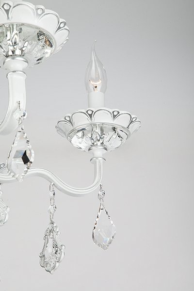 Потолочная люстра Eurosvet Эммануэль 10049/5 белый с серебром/прозрачный хрусталь Strotskis