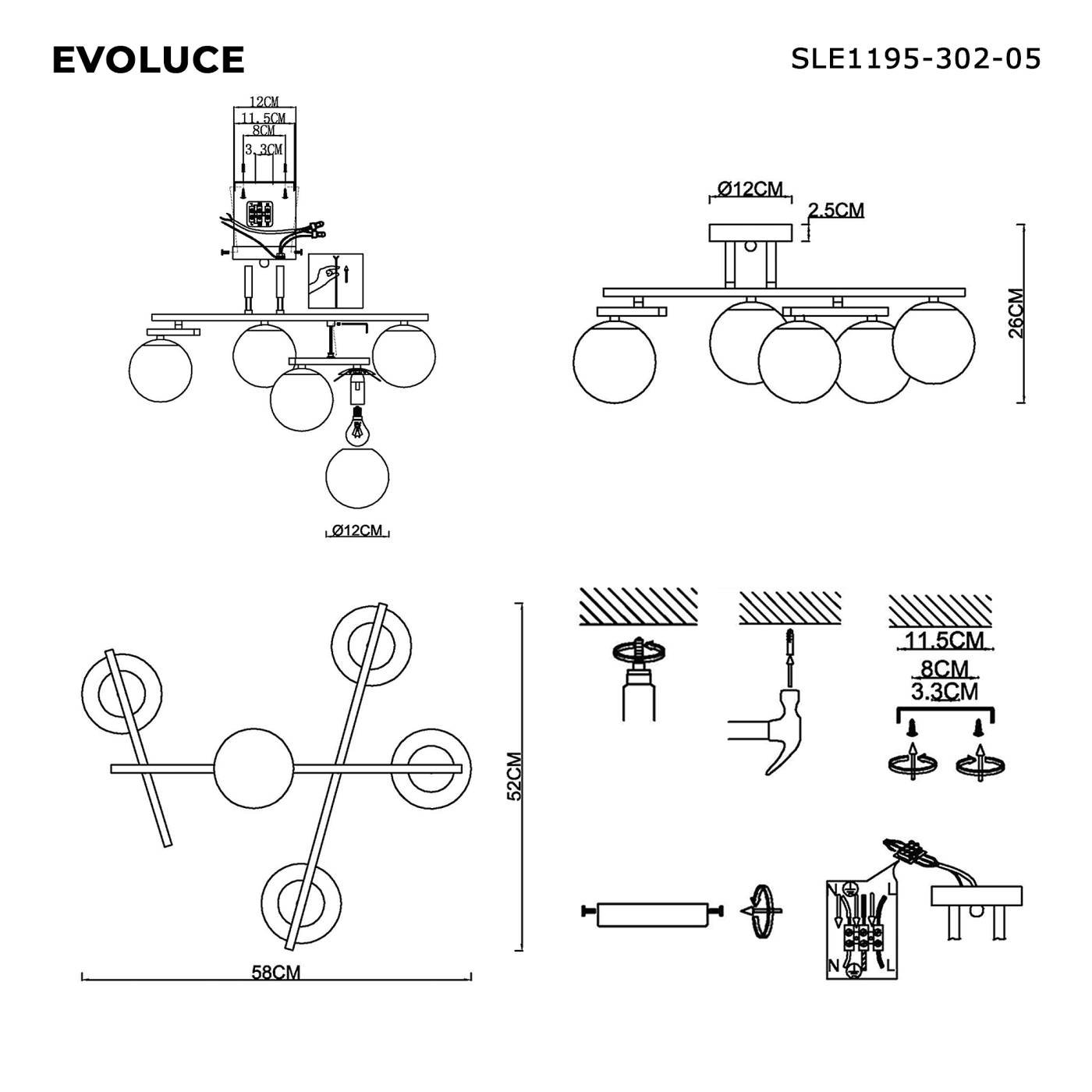 SLE1195-302-05 Потолочная люстра Evoluce Sierra SLE1195-302-05