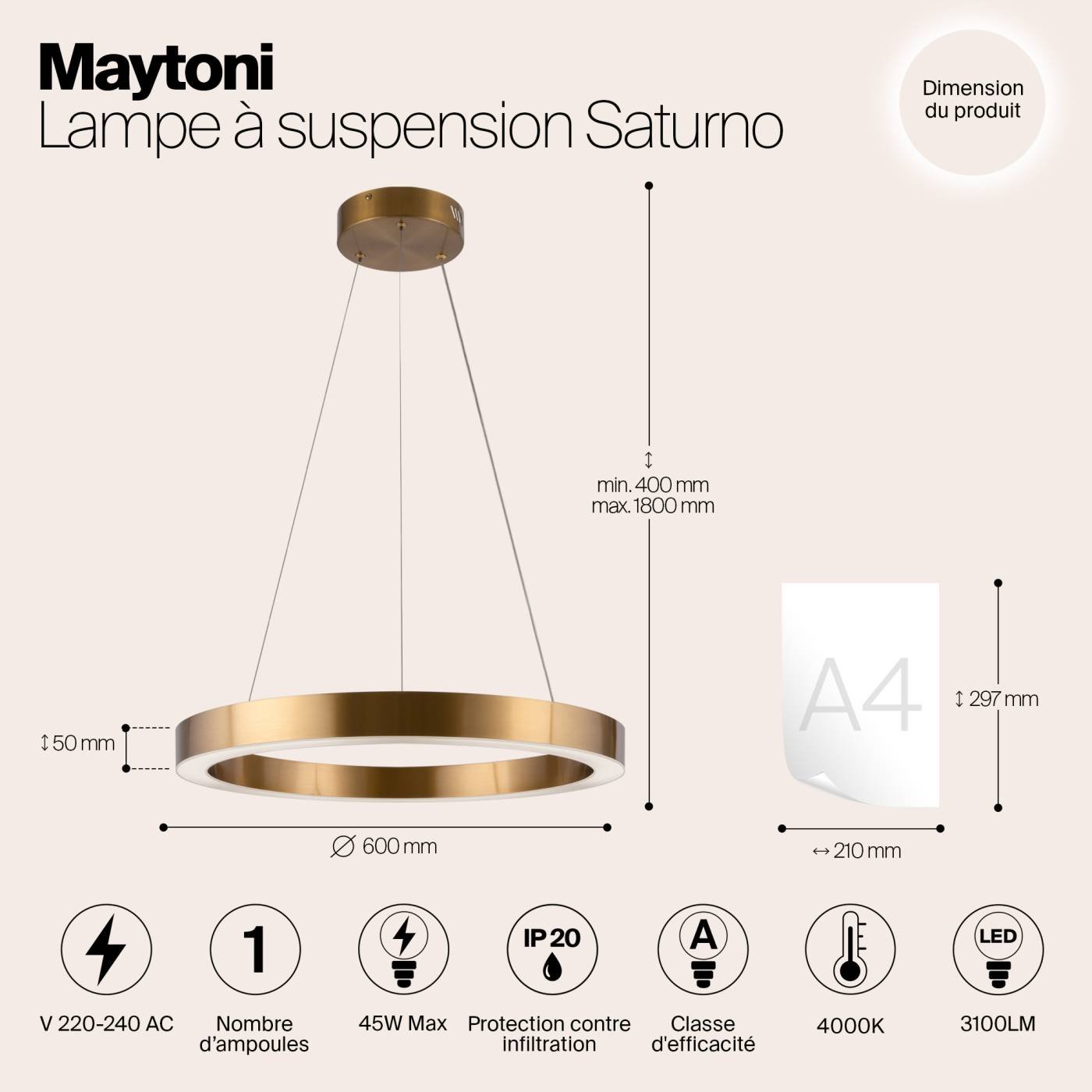 MOD415PL-L45BS4K Подвесная люстра Maytoni Saturno MOD415PL-L45BS4K