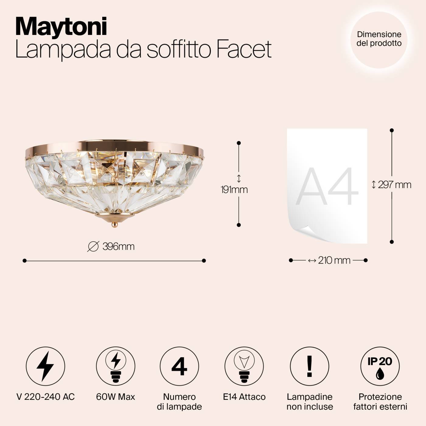 MOD094CL-04G Светильник потолочный Maytoni Facet MOD094CL-04G