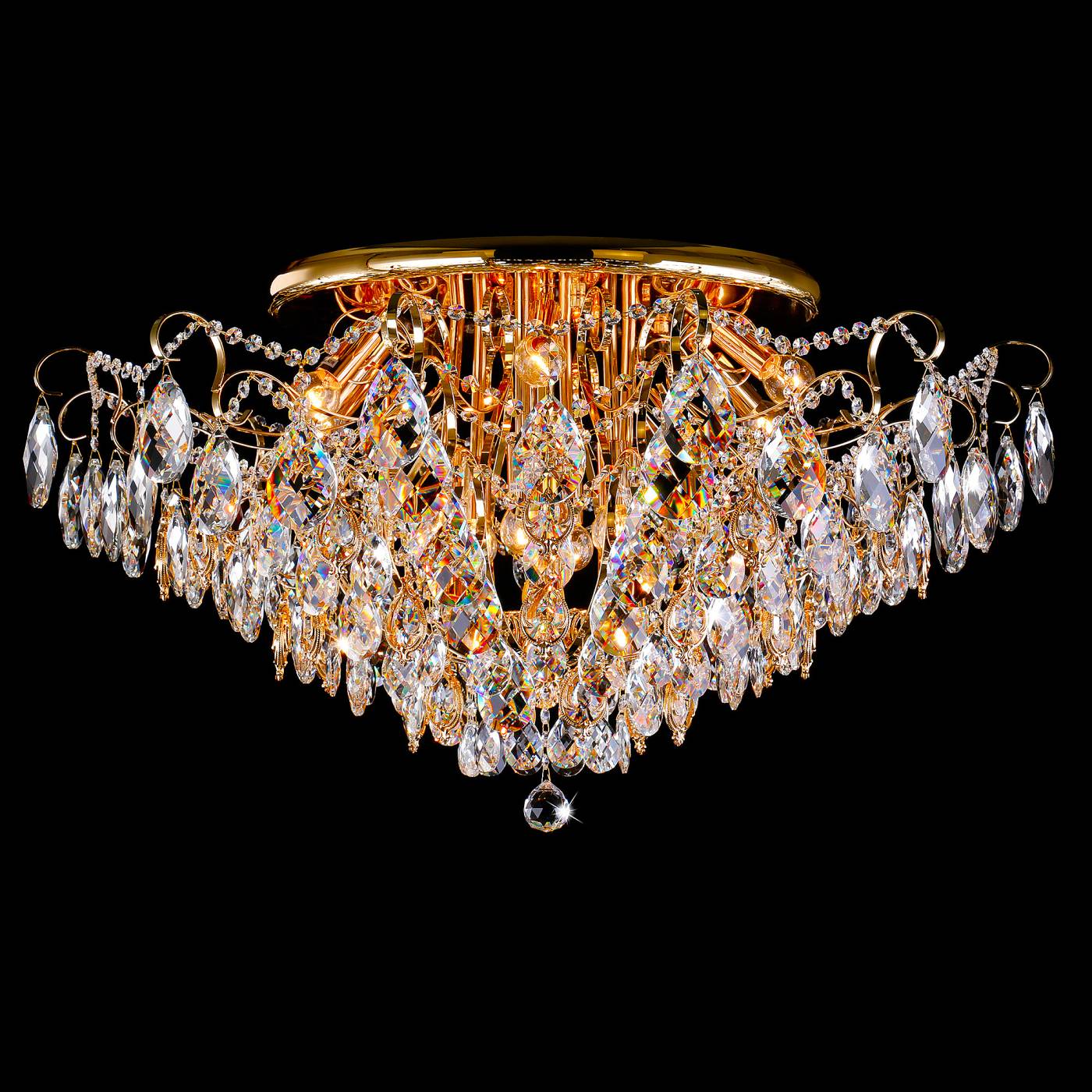 Потолочная хрустальная люстра Eurosvet Crystal 10081/12 золото/прозрачный хрусталь Strotskis
