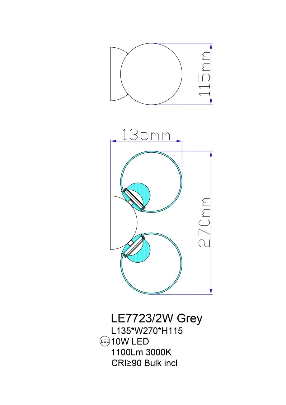 LE7723/2W Chrome Настенное бра LEON Molecule LE7723/2W Chrome