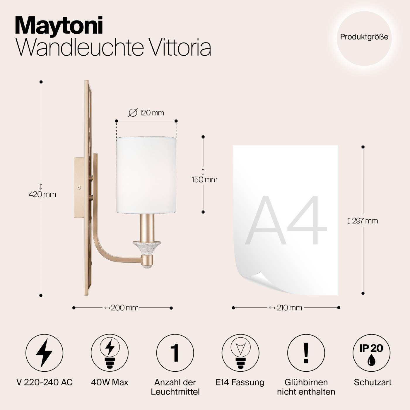H005WL-01BG Настенное бра Maytoni Vittoria H005WL-01BG