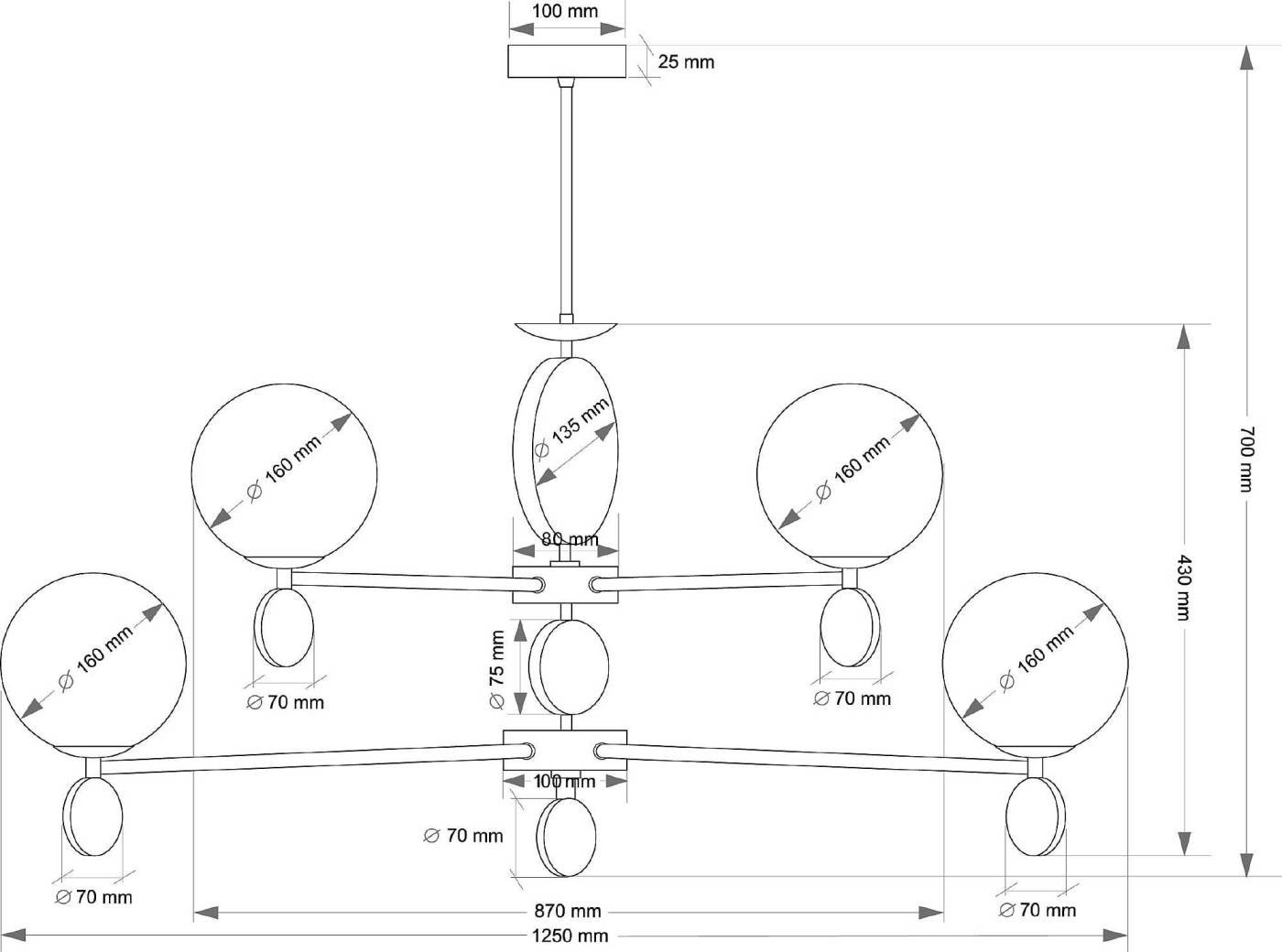 Люстра на штанге Kutek Dimaro DIM-ZWL-4(BN)