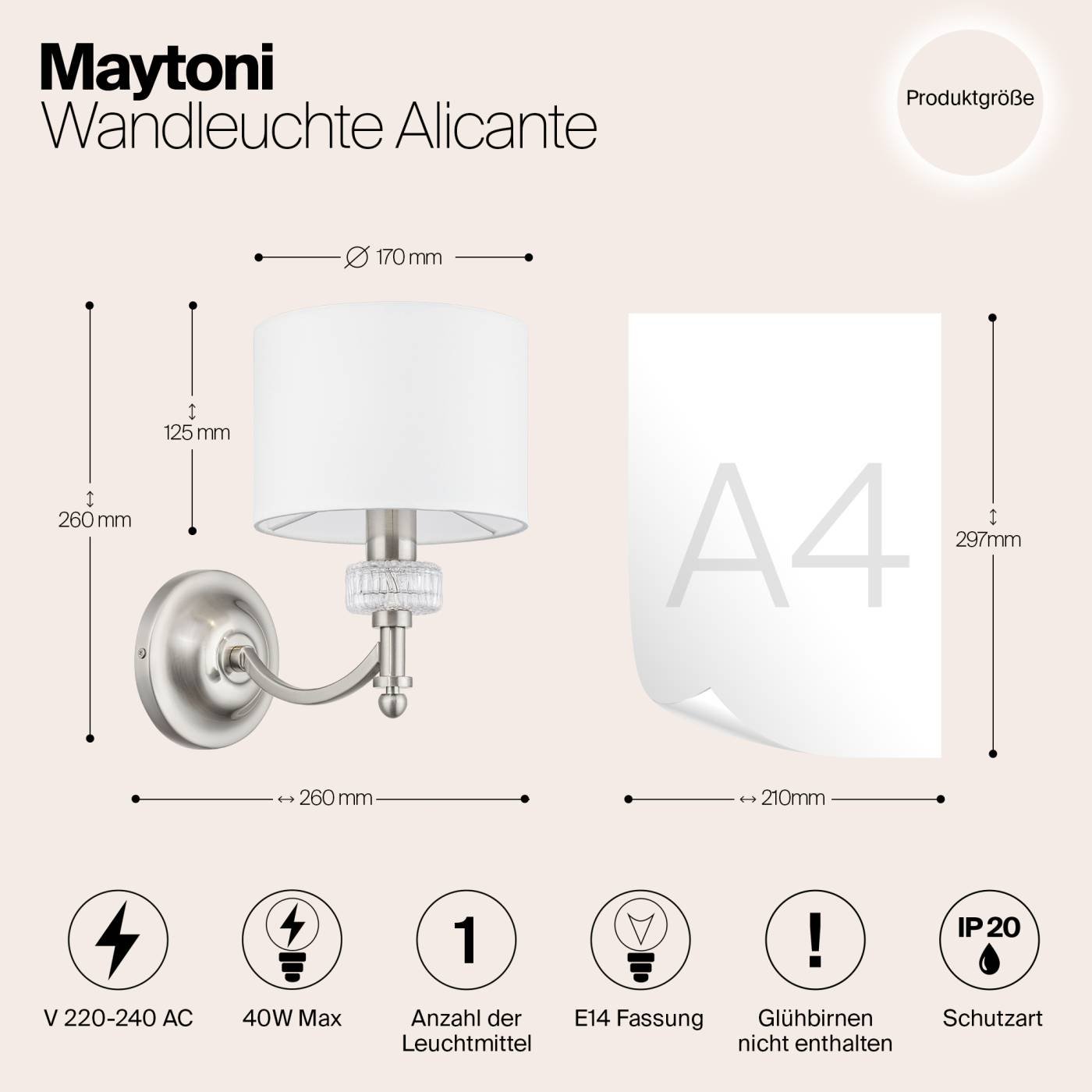 Настенное бра Maytoni Alicante MOD014WL-01N