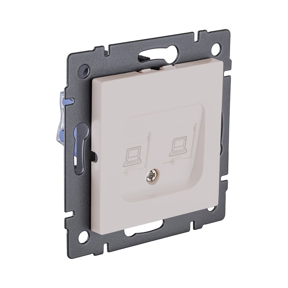 REA-019CM Розетка двойная Ethernet RJ45 Cat.6, кашемир матовый Kollinger REA-019CM для Aspekt, Eleganz, Reflex