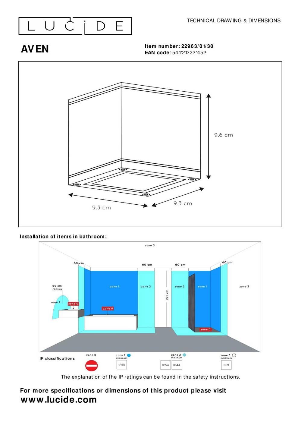 Светильник потолочный Lucide Aven 22963/01/30