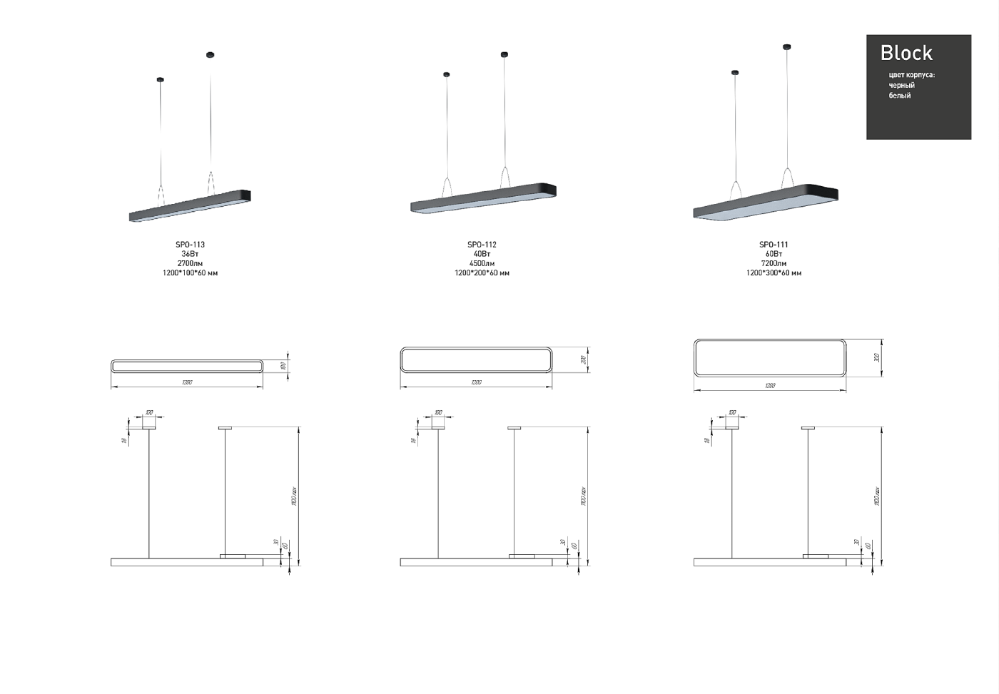 Светильник подвесной ЭРА Block SPO-113-W-40K-036