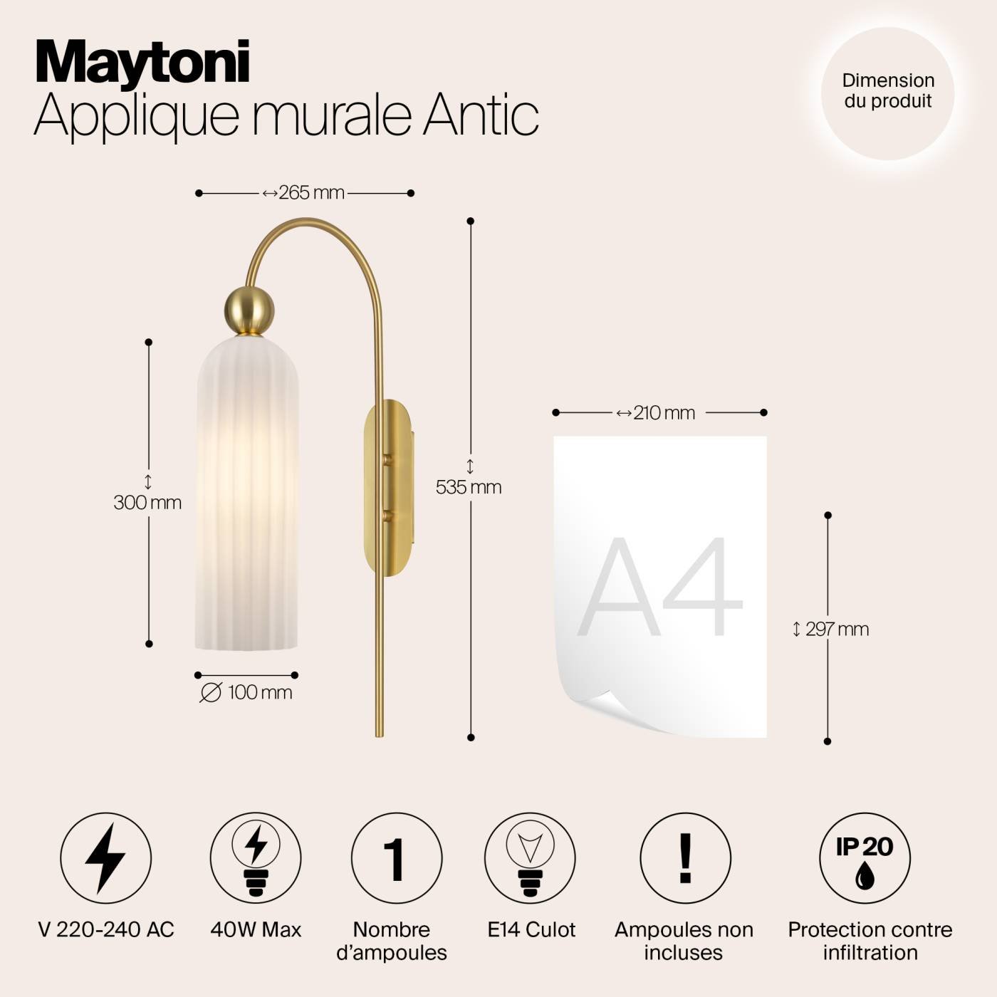 Настенное бра Maytoni Antic MOD302WL-01GR