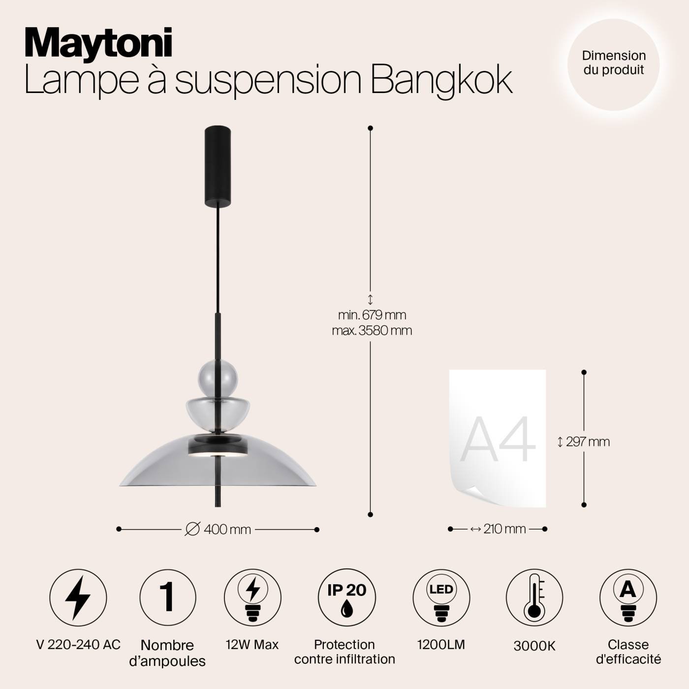 MOD185PL-L11B3K3 Светильник подвесной Maytoni Bangkok MOD185PL-L11B3K3