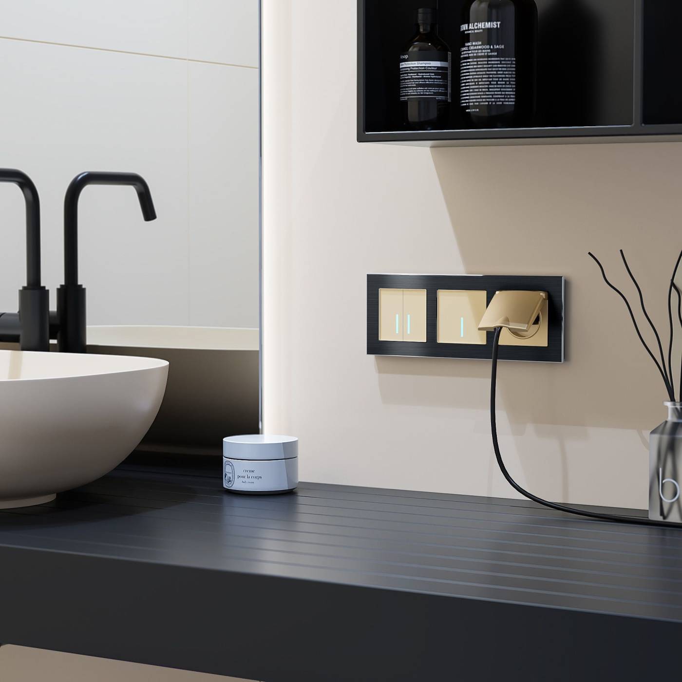 W4510611/ Умный сенсорный выключатель одноклавишный (шампань) Выключатель Werkel W4510611/ Умный сенсорный выключатель одноклавишный (шампань)