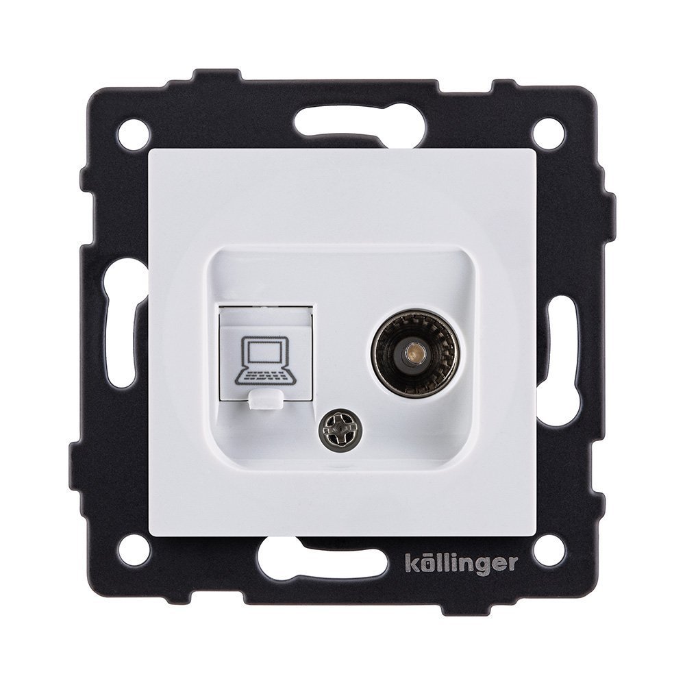 REA-012WH Розетка двойная TV (мама) + RJ45 Cat.6, белый Kollinger REA-012WH для Aspekt, Eleganz, Reflex