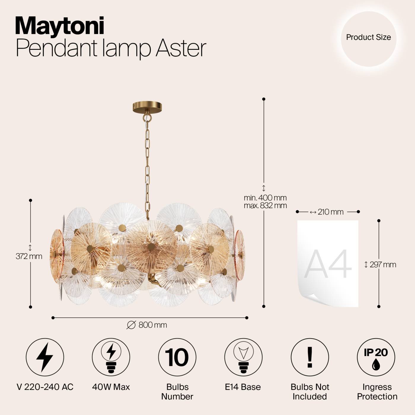 MOD007PL-10G Подвесная люстра Maytoni Aster MOD007PL-10G