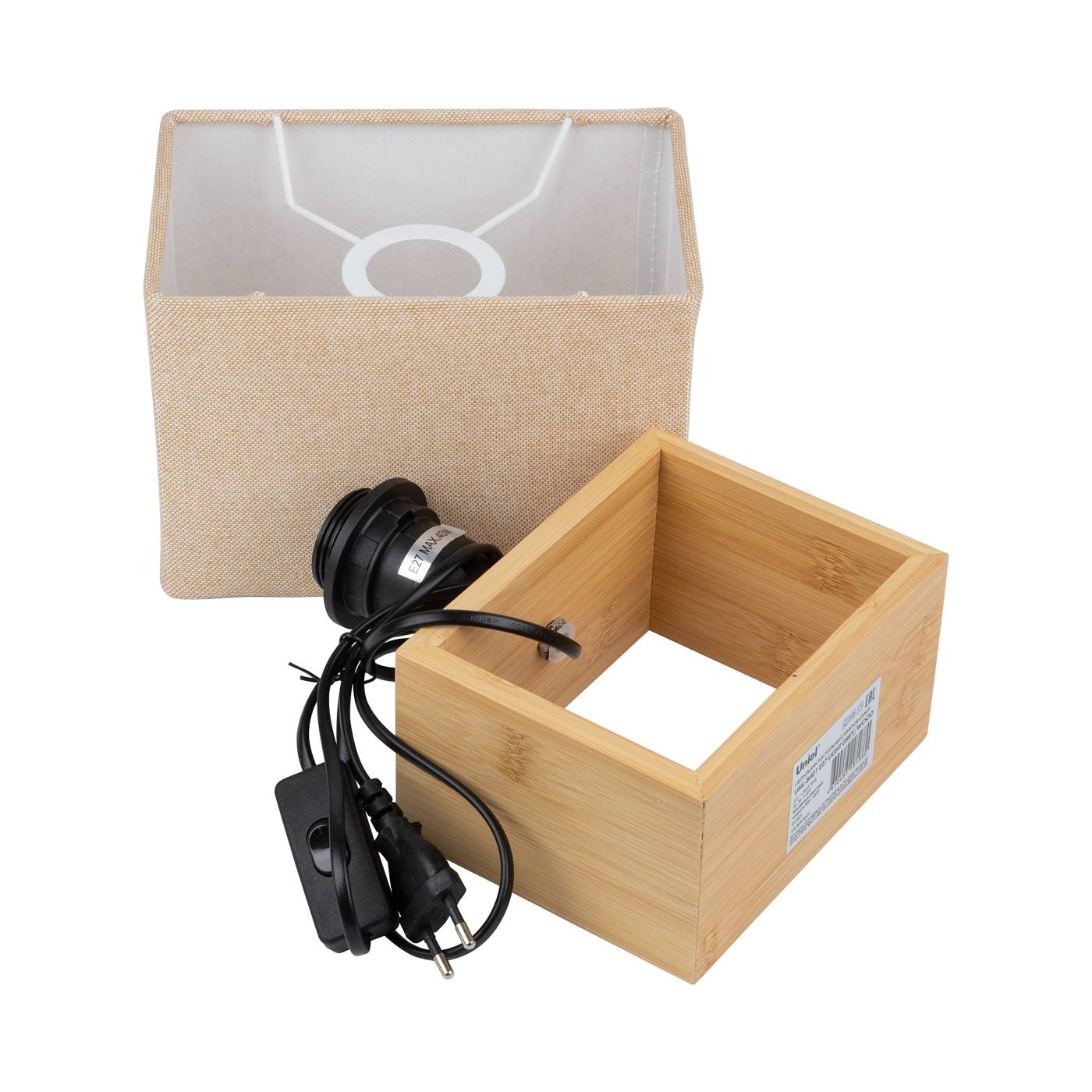 Настольная лампа Uniel UML-B401 E27 LIGHT GREY/WOOD