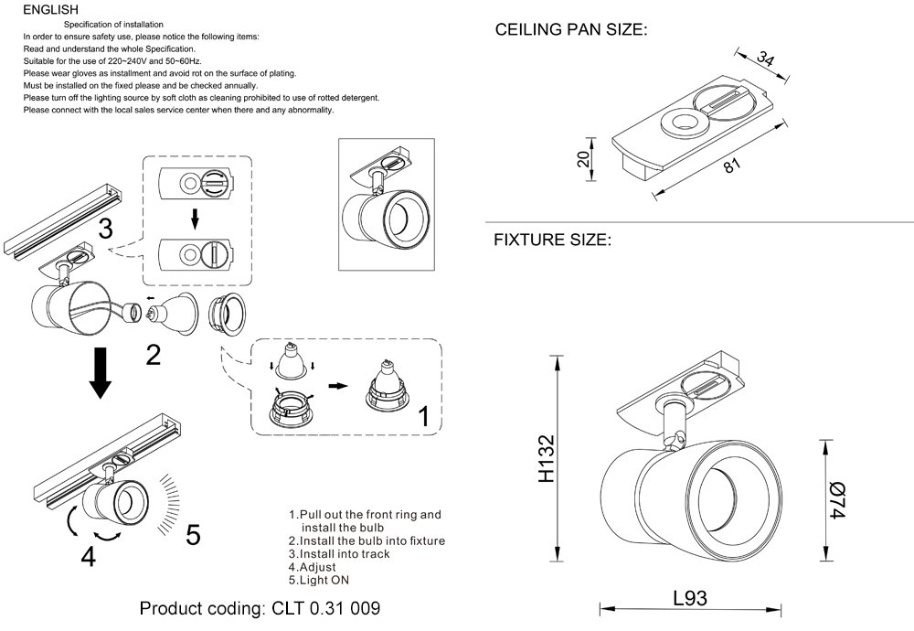 CLT 0.31 009 BL-CH Трековый светильник Crystal Lux Clt 0.31 009 CLT 0.31 009 BL-CH
