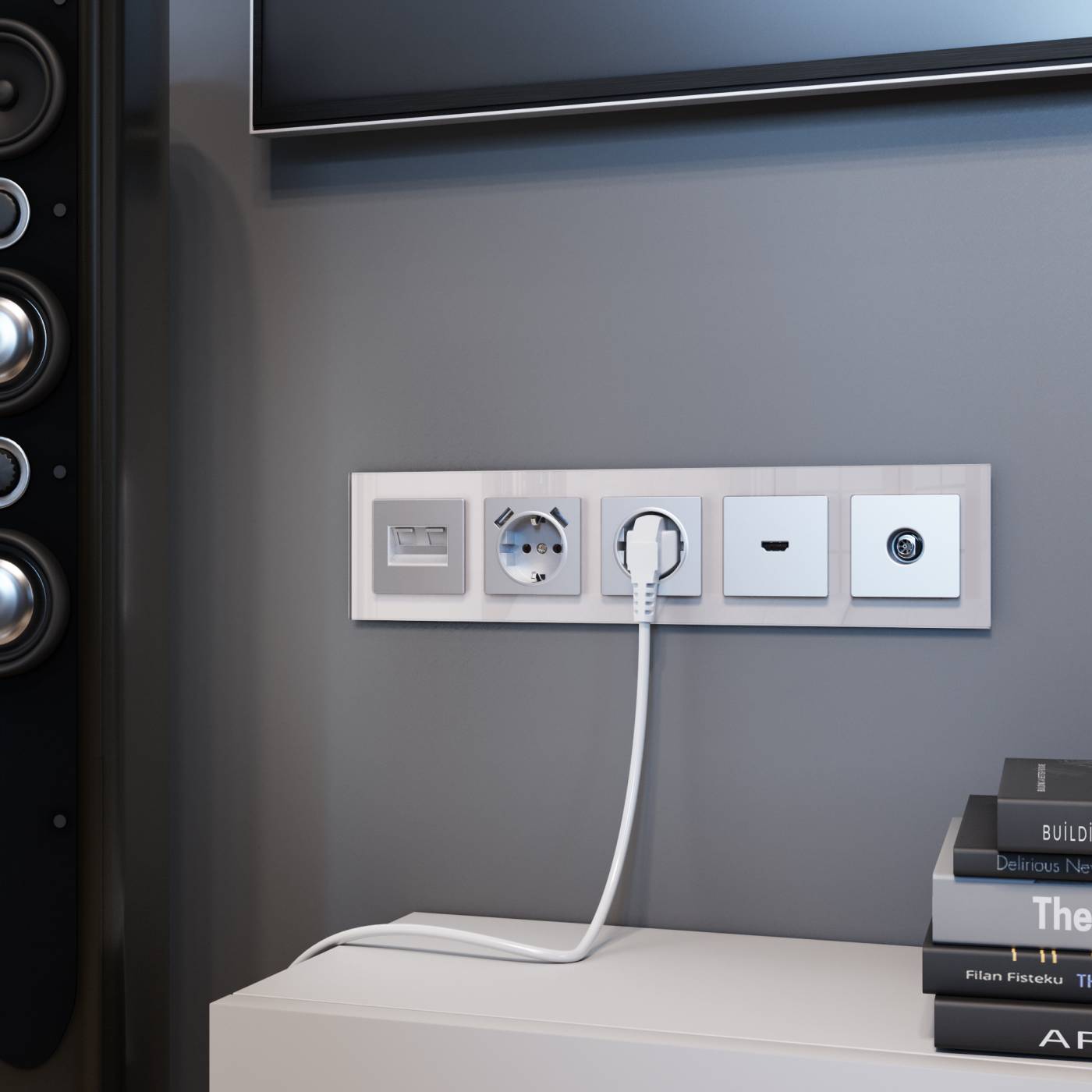 Рамка Werkel W0051117/ Рамка на 5 постов Favorit (дымчатый,стекло)